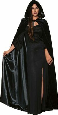 Black Velvet Hooded Cape With Black Satin Lining