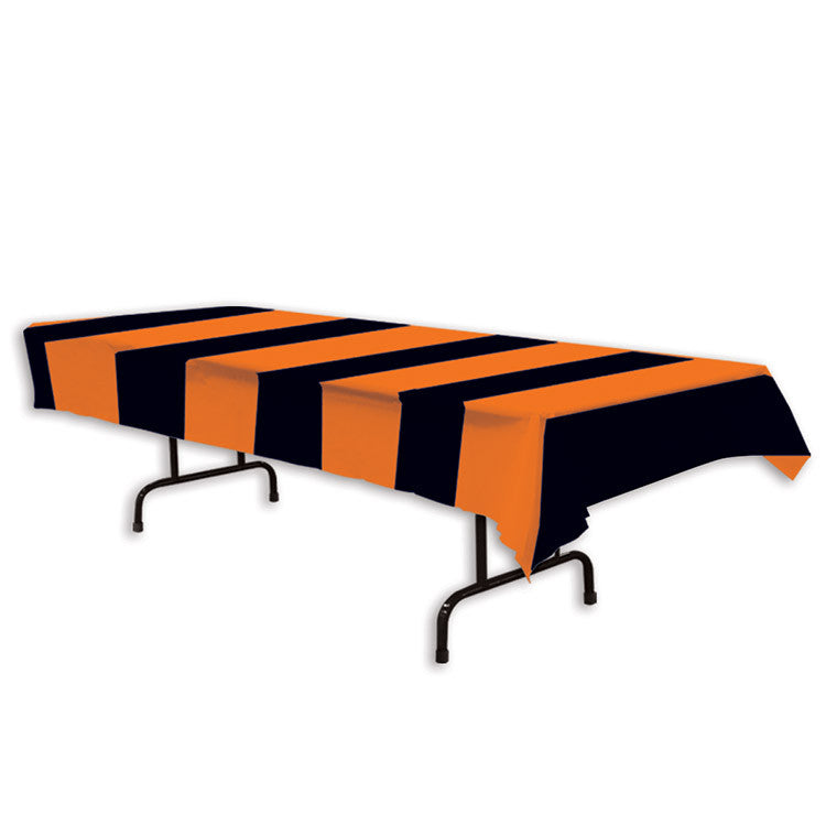 BLACK & ORANGE TABLECOVER 54" X 108" 1PC/PKG
