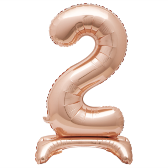 30" STANDING NUMBER BALLOON - 2 ROSE GOLD ( AIR FILLED )