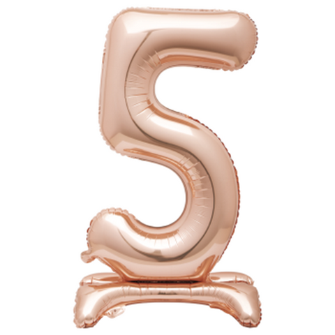 30" STANDING NUMBER BALLOON - 5 ROSE GOLD ( AIR FILLED )
