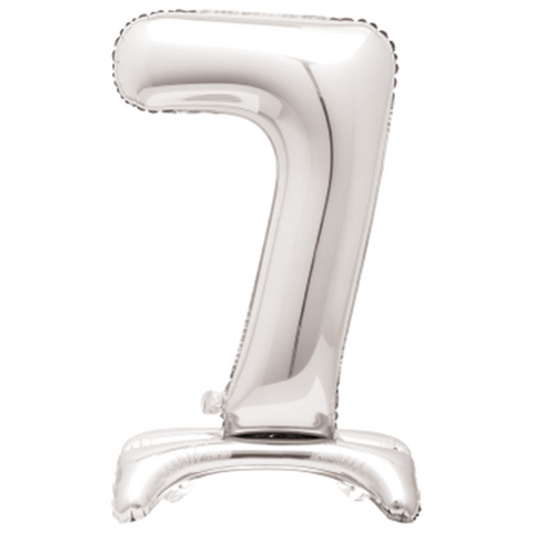 30" STANDING NUMBER BALLOON - 7 SILVER ( AIR FILLED )
