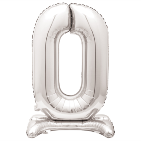 30" STANDING NUMBER BALLOON - 0 SILVER ( AIR FILLED )