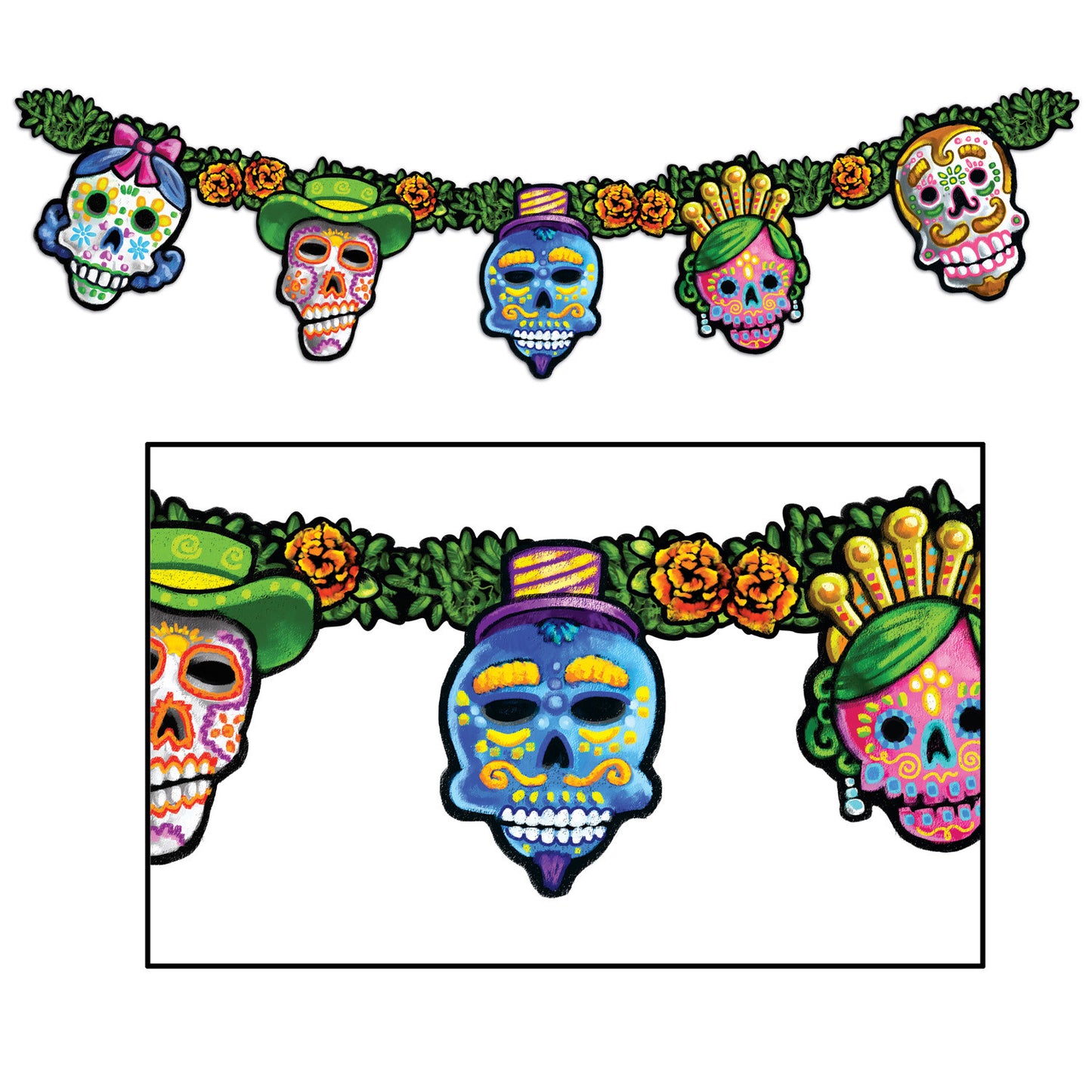 DAY OF THE DEAD JOINTED STREAMER 9" X 54" 1PC
