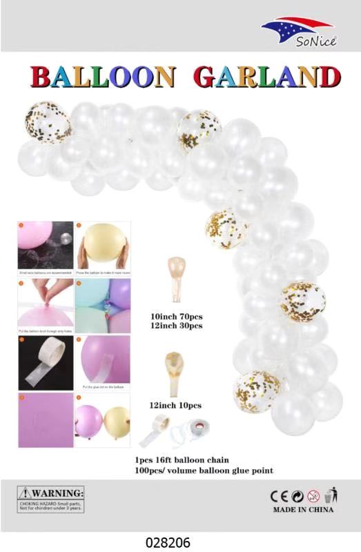 BALLOON GARLAND - WHITE AND GOLD