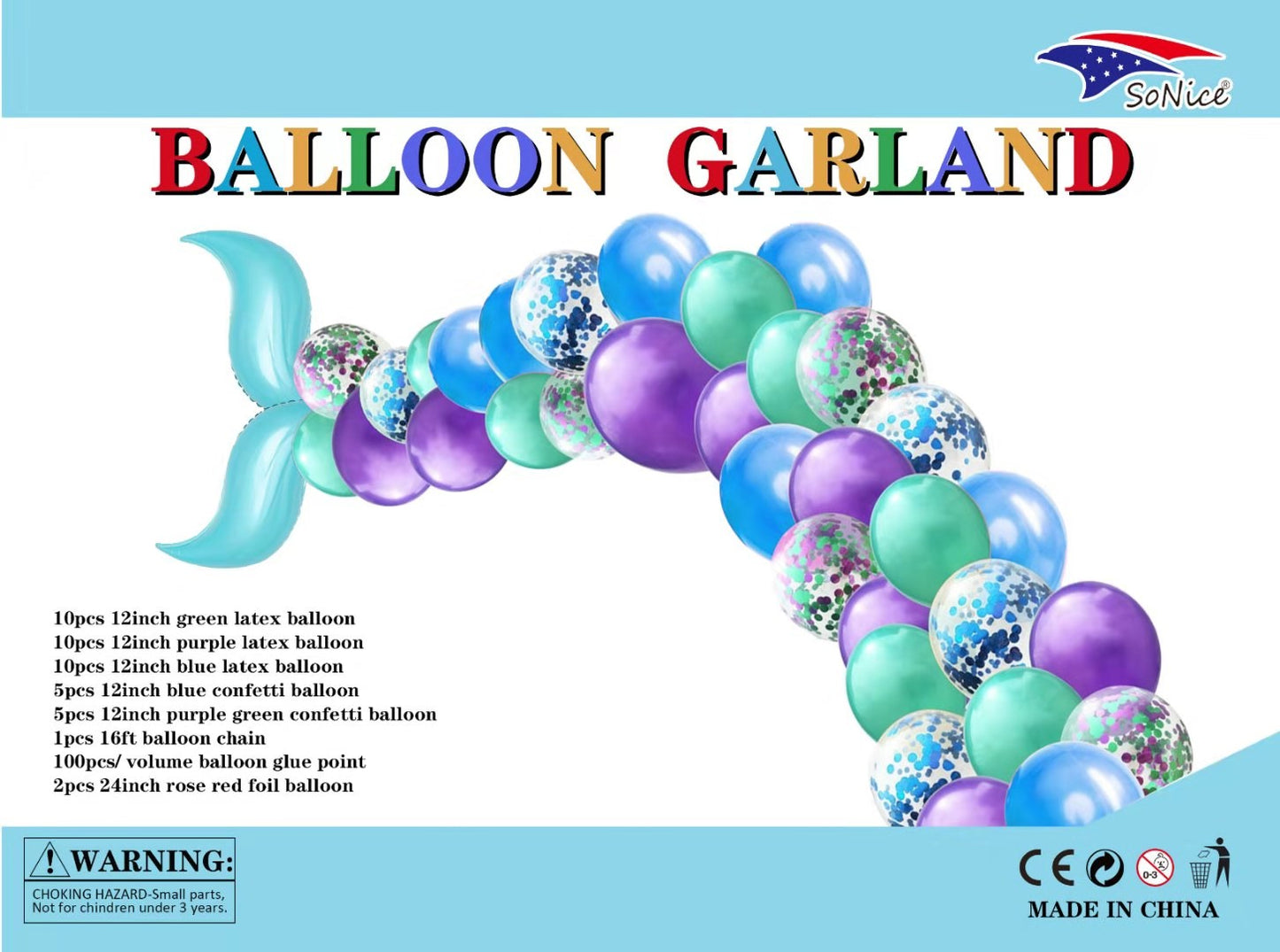 BALLOON GARLAND - BLUE MERMAID