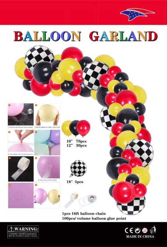BALLOON GARLAND - BLACK AND WHITE CHECK