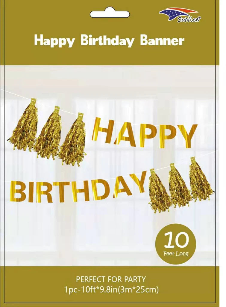 GOLD HAPPY BIRTHDAY BANNER