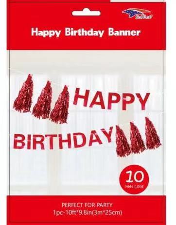 RED HAPPY BIRTHDAY BANNER