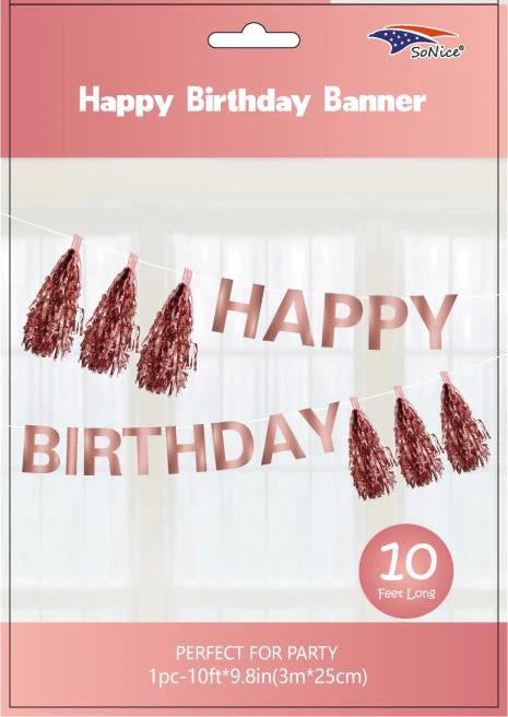 ROSE GOLD HAPPY BIRTHDAY BANNER