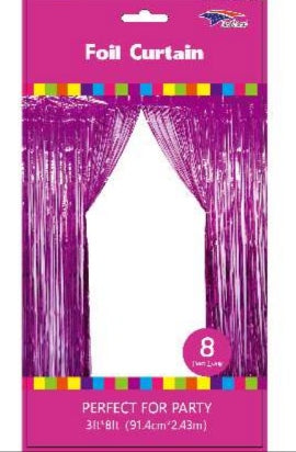 FUCHSIA METALLIC FRINGE BACKDROP CURTAIN
