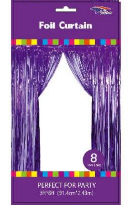 PURPLE METALLIC FRINGE BACKDROP CURTAIN