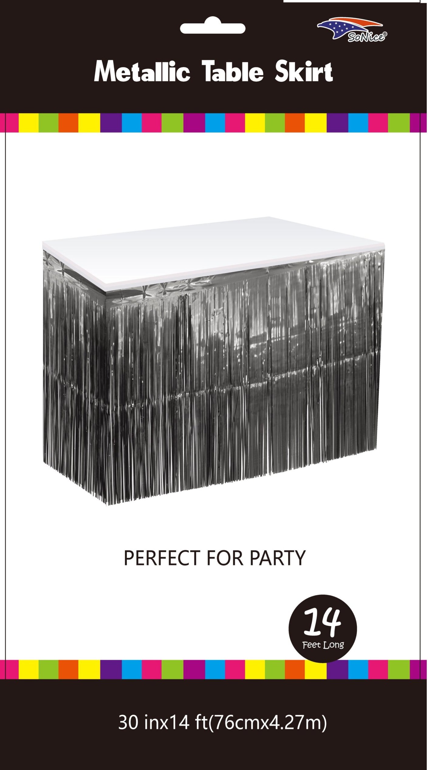 BLACK METALLIC TABLESKIRT