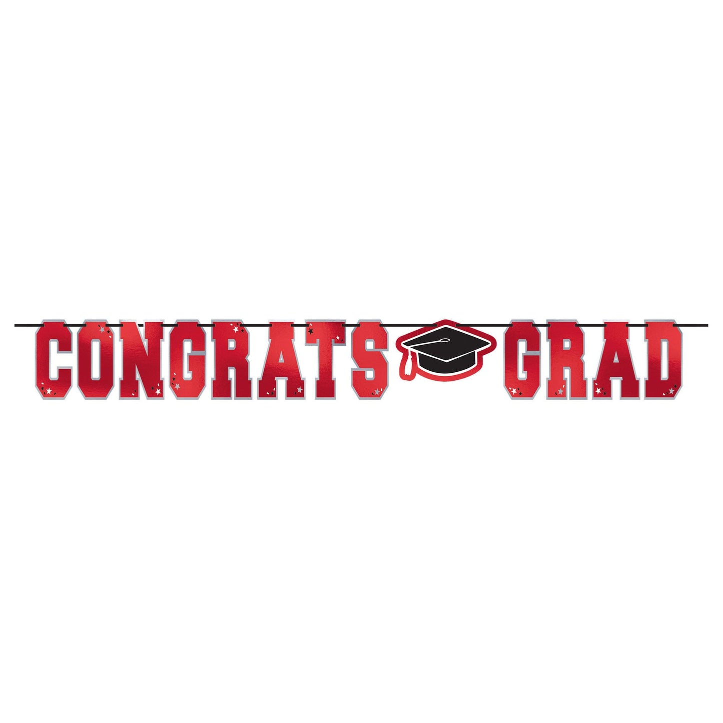 Red Congrats Grad Foil Letter Banner