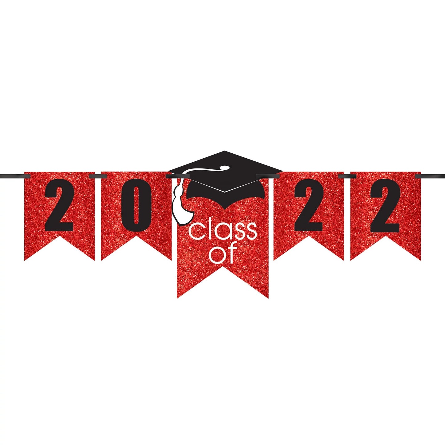 Red Customizable Graduation Glitter Banner Kit