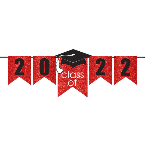 Red Customizable Graduation Glitter Banner Kit