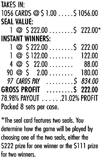 ROCKIN' 22'S PULL TAB 1056 TICKETS