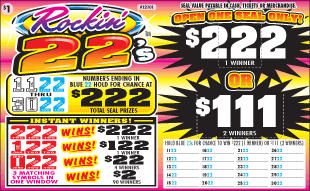 ROCKIN' 22'S PULL TAB 1056 TICKETS
