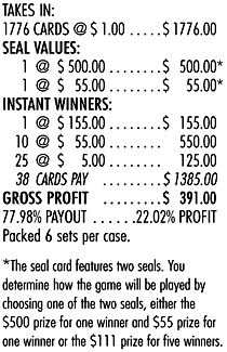 ROCKIN' 55'S PULL TAB 1776 TICKETS