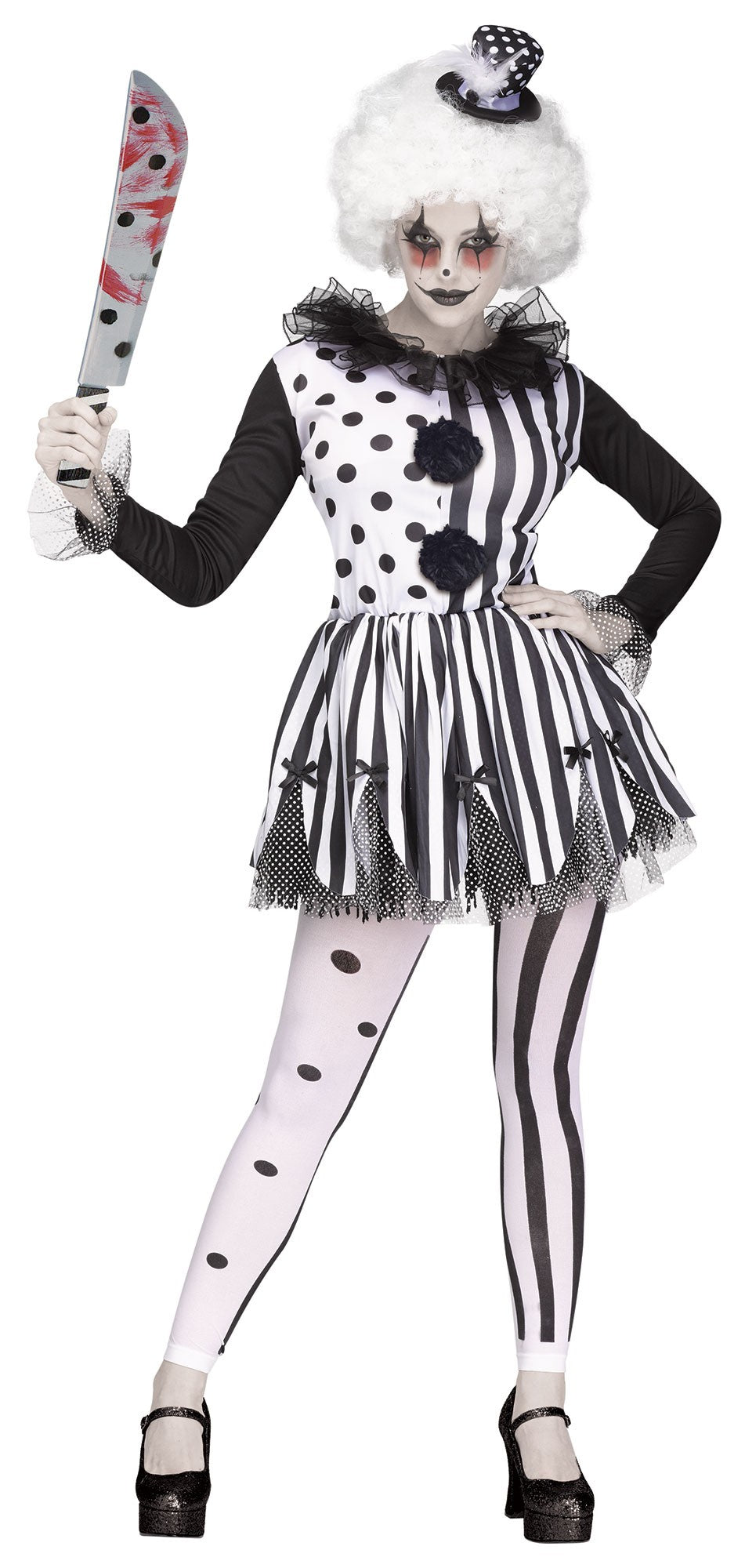 KILLER CLOWN BLACK AND WHITE ADULT COSTUME