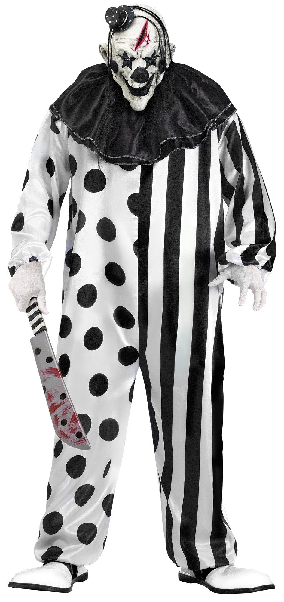 KILLER CLOWN BLACK AND WHITE ADULT COSTUME