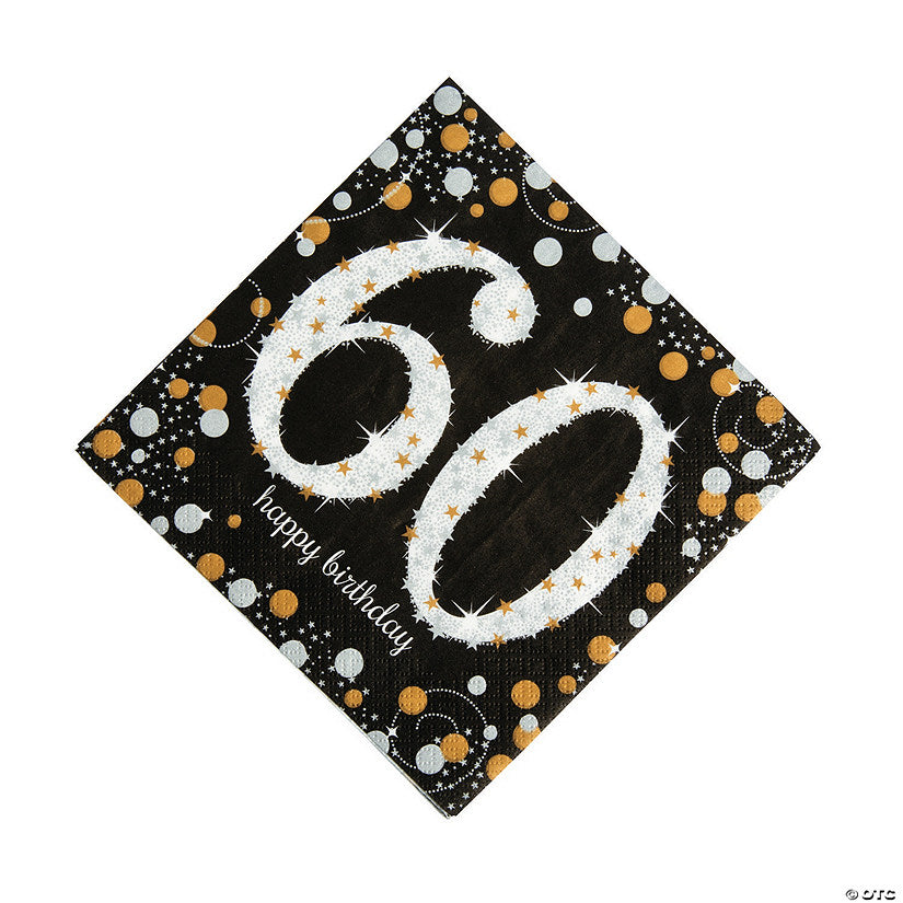 60TH BIRTHDAY LUNCHEON NAPKINS - SPARKLING CELEBRATION