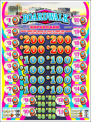 BOARD WALK PULL TAB CASH BOARD 3360 TICKETS