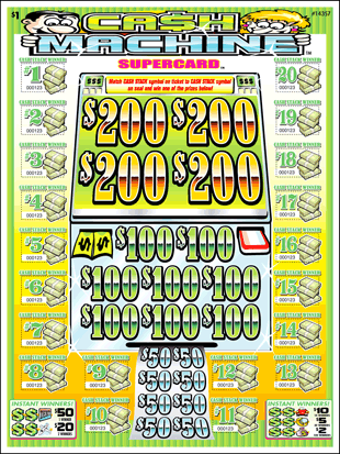 CASH MACHINE PULL TAB CASH BOARD 3360 TICKETS