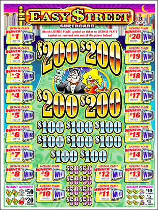 EASY STREET PULL TAB CASH BOARD 3360 TICKETS