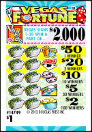 VEGAS FORTUNE PULL TAB CASH BOARD 3360 TICKETS