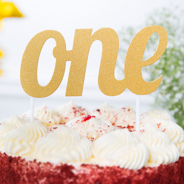 ONE GOLD GLITTER CAKE TOPPER