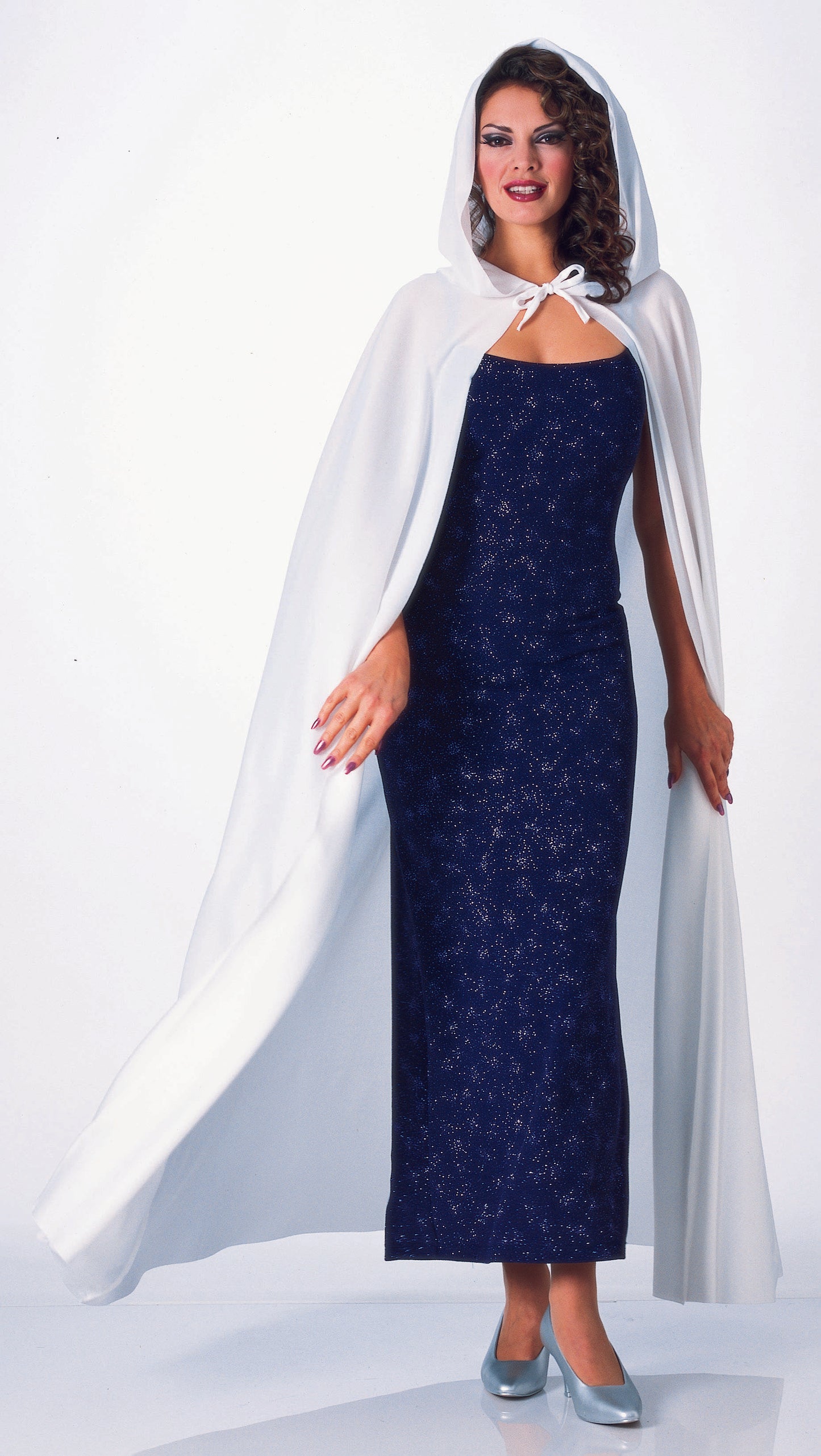 COSTUME - CAPE HOODED WHITE FULL LENGTH 56"