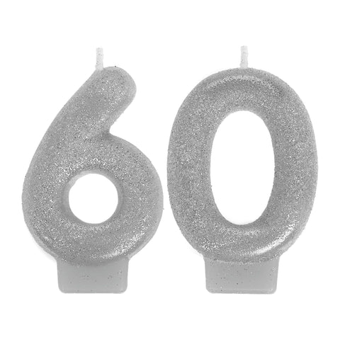 60 - SILVER GLITTER CANDLES