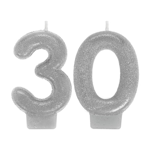 30 - SILVER GLITTER CANDLES
