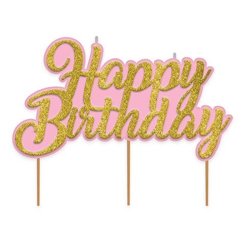 PINK AND GOLD GLITTER BIRTHDAY PICK CANDLE