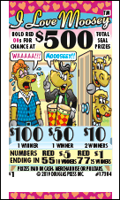 I LOVE MOOSEY PULL TAB 984 TICKETS