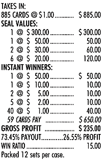 DIAMOND DRAGON PULL TAB 885 TICKETS
