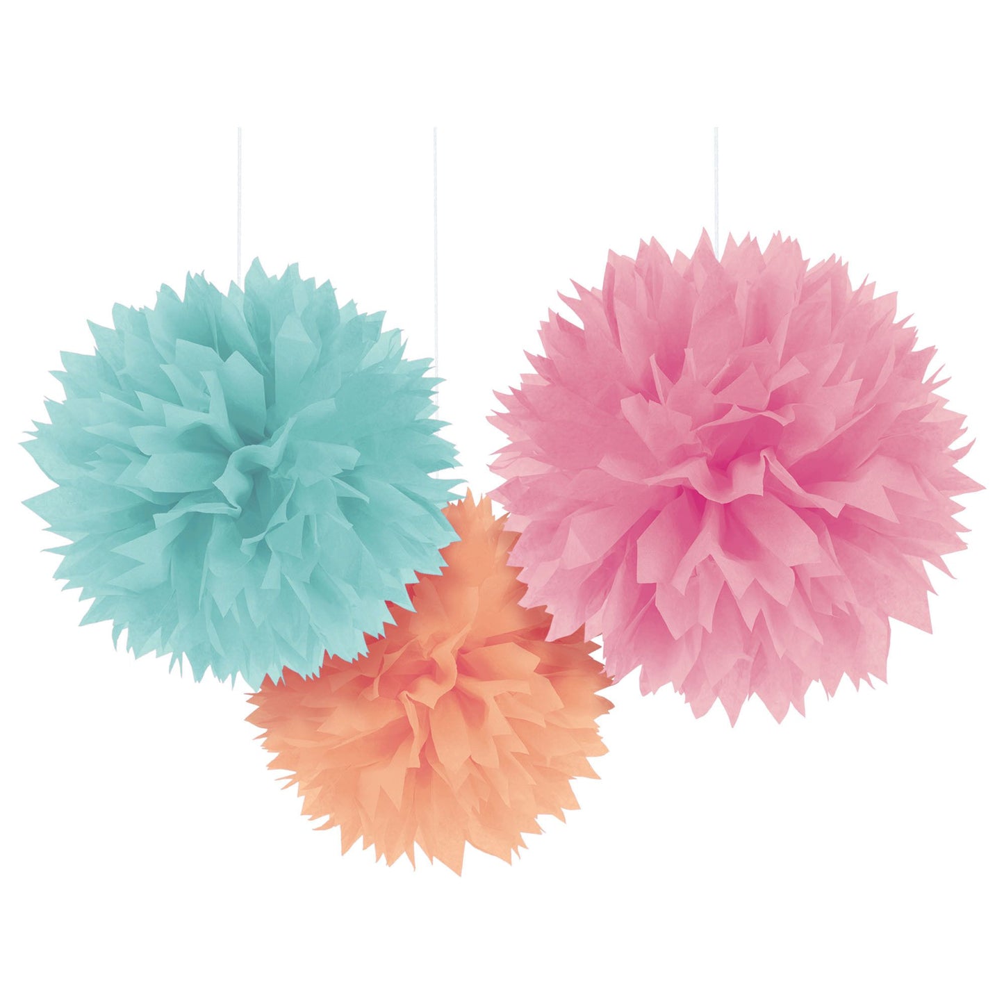 FLUFFY DECOR BALLS 16" 3 CT/PKG PASTEL