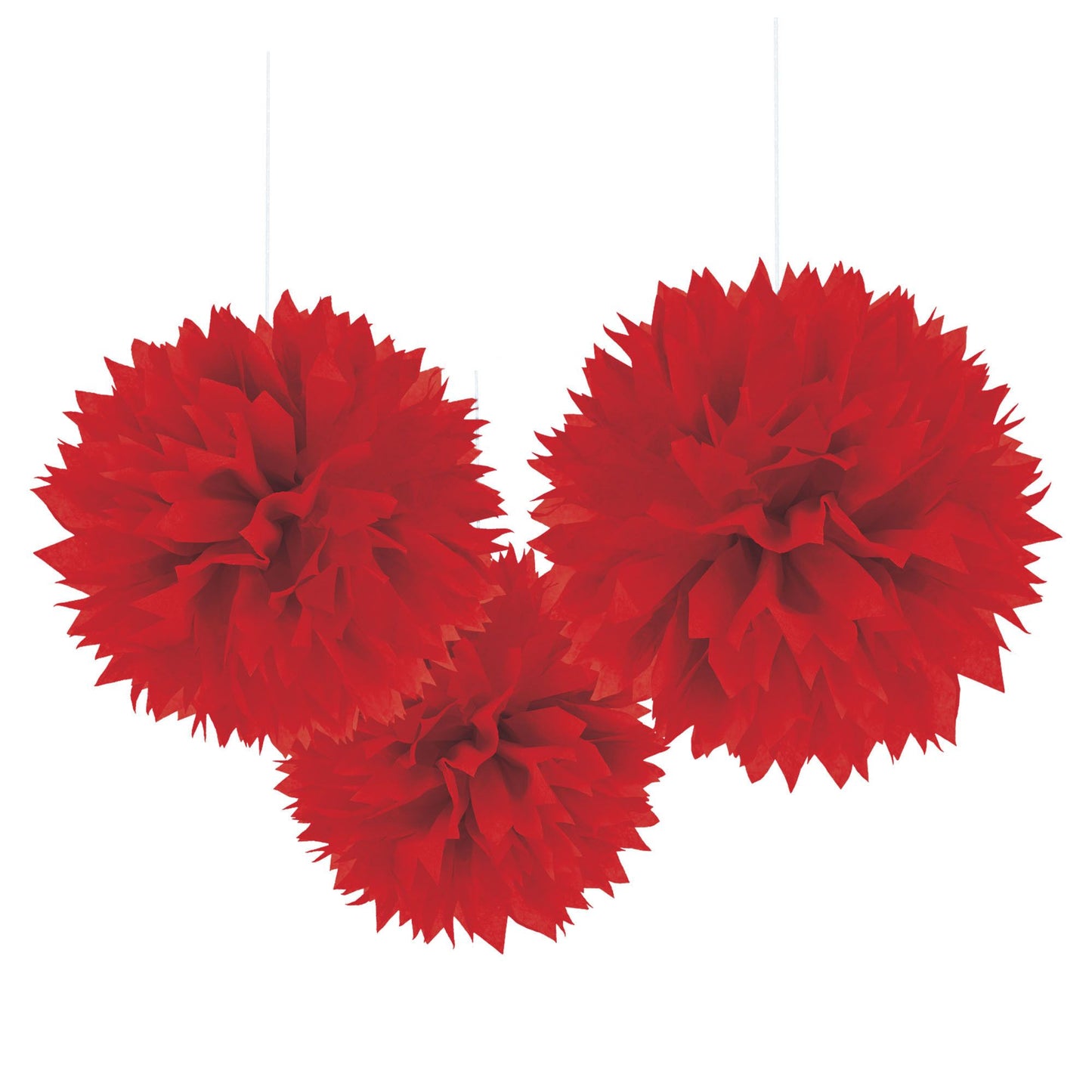 FLUFFY DECOR BALLS 16" 3 CT/PKG RED