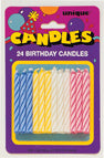 SPIRAL BIRTHDAY CANDLES MULTI COLOR     24 CT/PKG