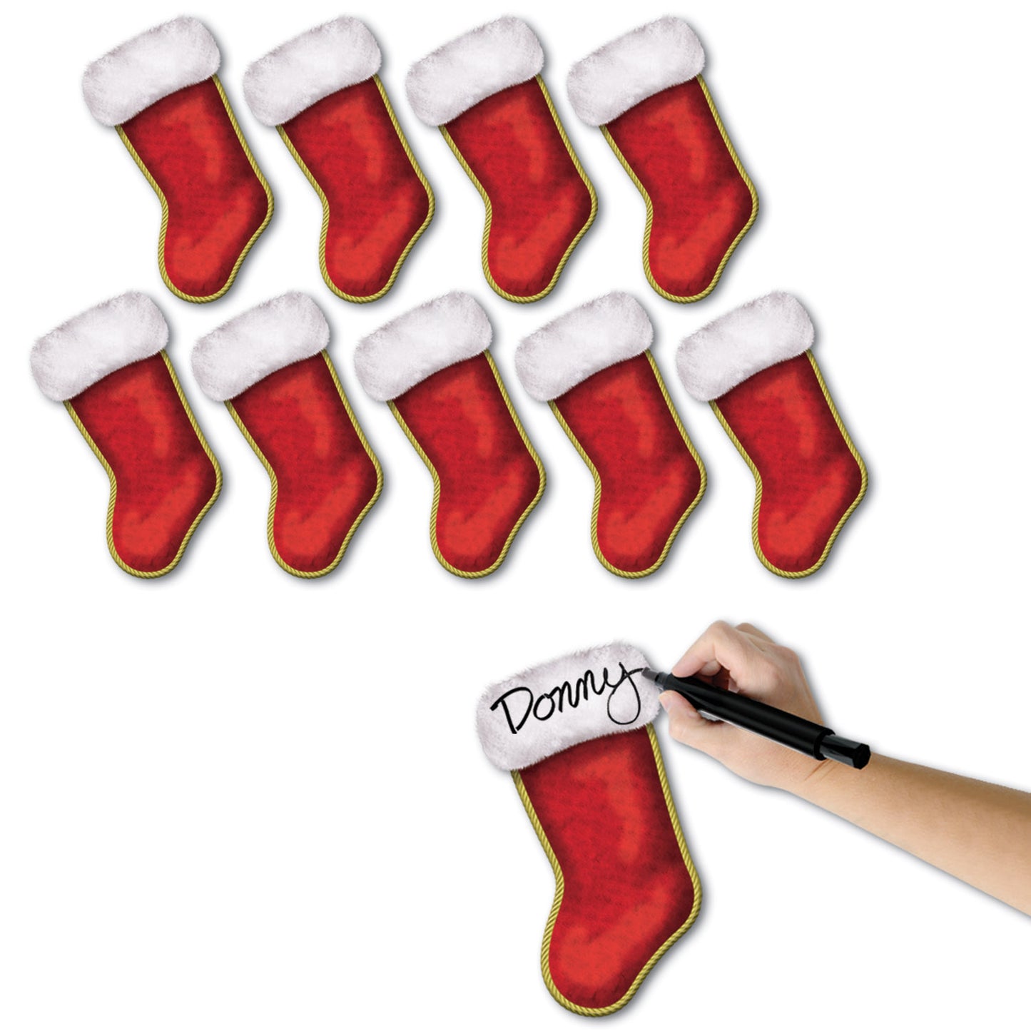 CUTOUT - CHRISTMAS STOCKING 7 1/2" 10 CT/PKG