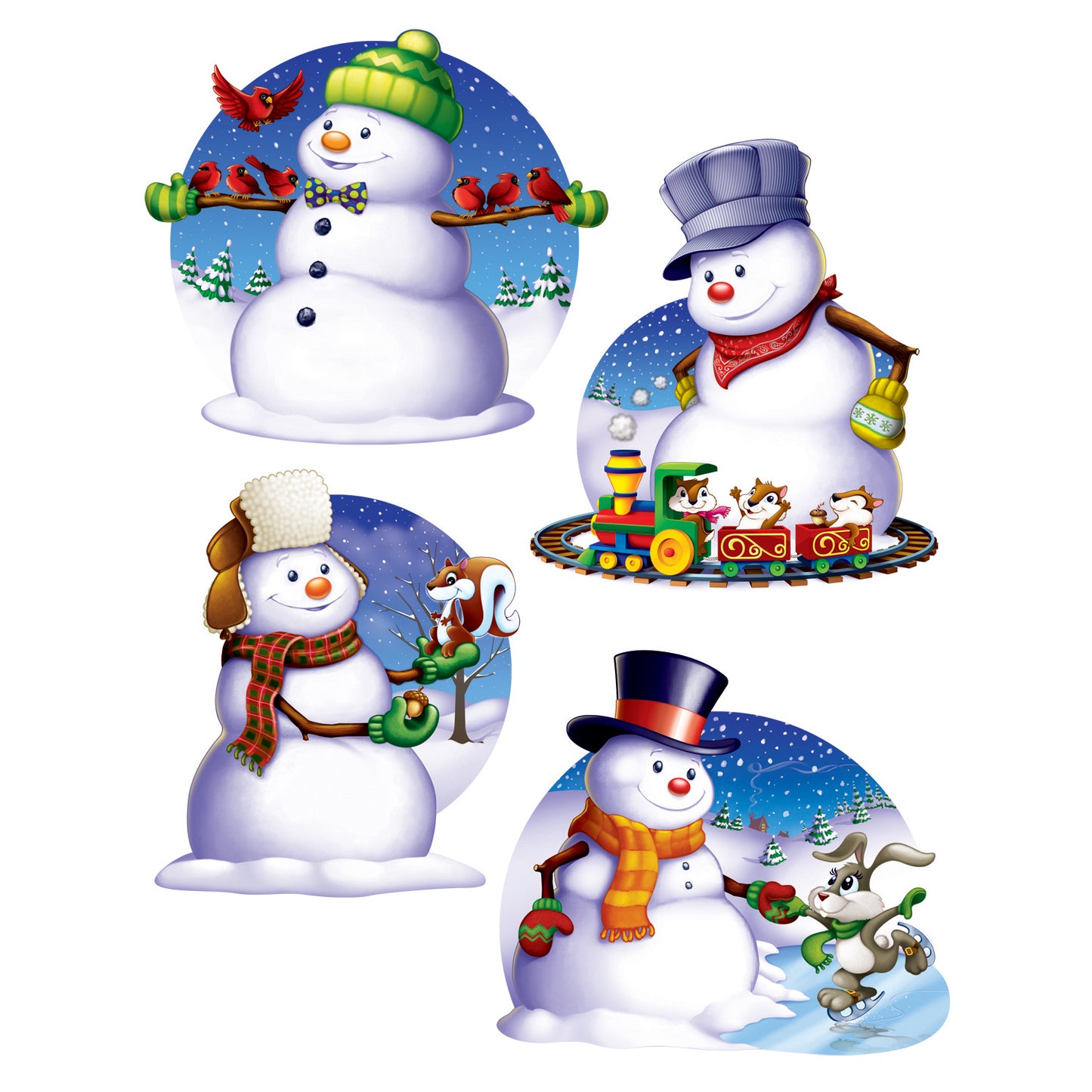 SNOWMAN CUTOUT ASSORTMENT 16" 4 CT/PK