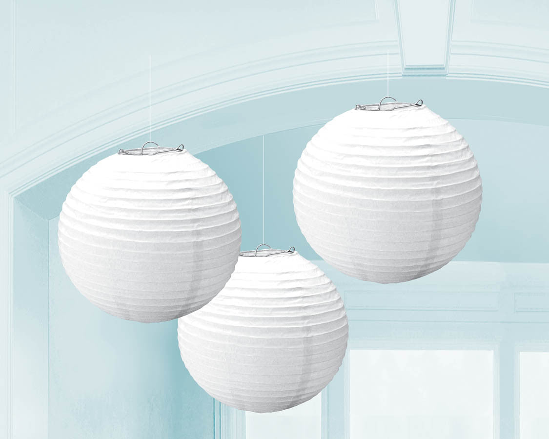 PAPER LANTERNS - WHITE 9.5" 3 CT/PKG