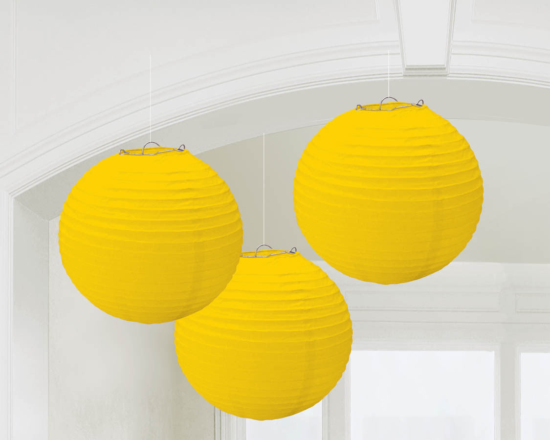 PAPER LANTERNS - YELLOW 9.5" 3 CT/PKG