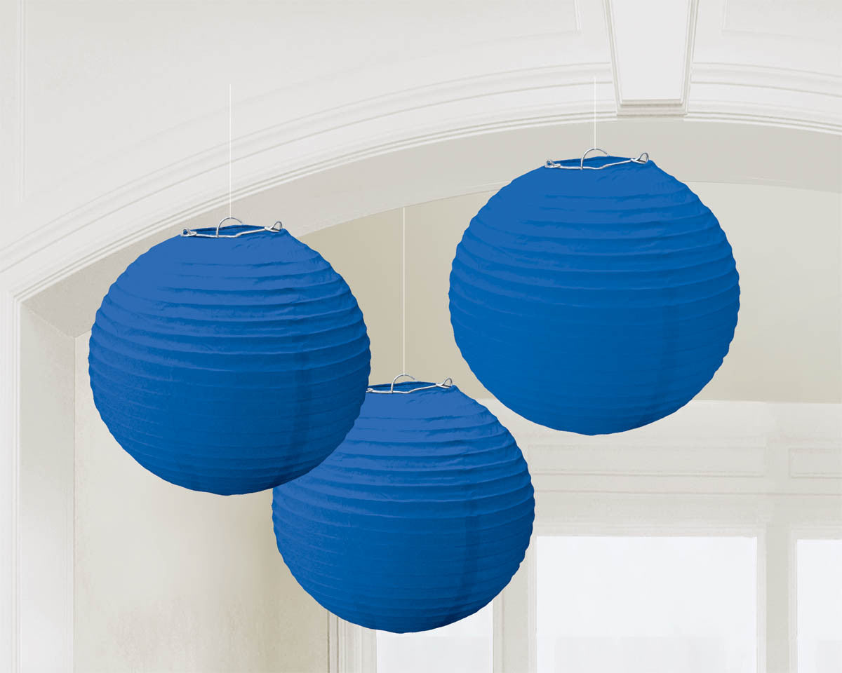 ROYAL BLUE PAPER LANTERNS 9.5" 3 CT/PK