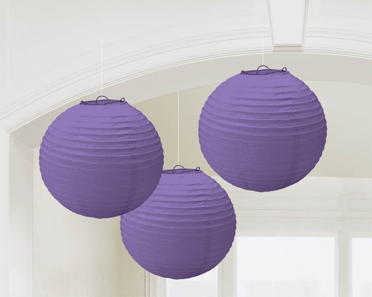 PURPLE PAPER LANTERNS 9.5" 3 CT/PKG