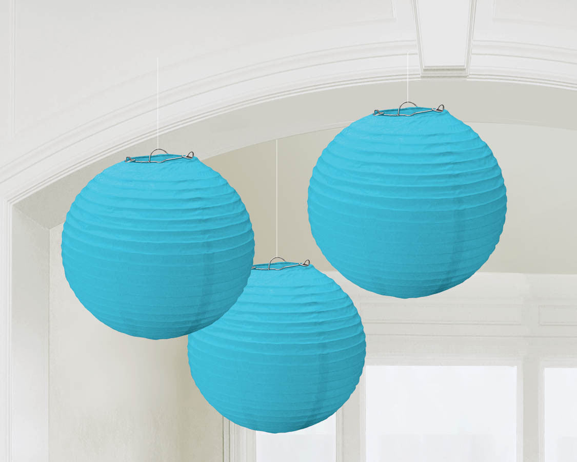 PAPER LANTERNS - C. BLUE 9.5" 3 CT/PKG