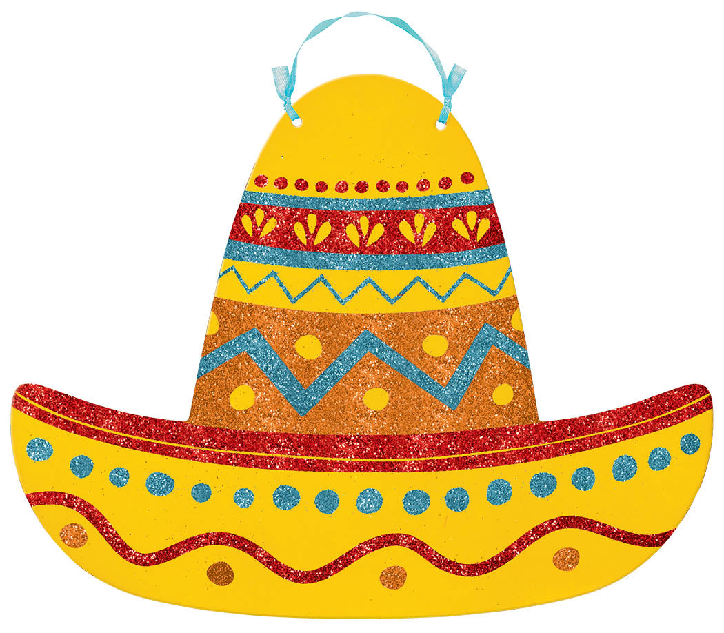 Wooden Sombrero Glitter Sign