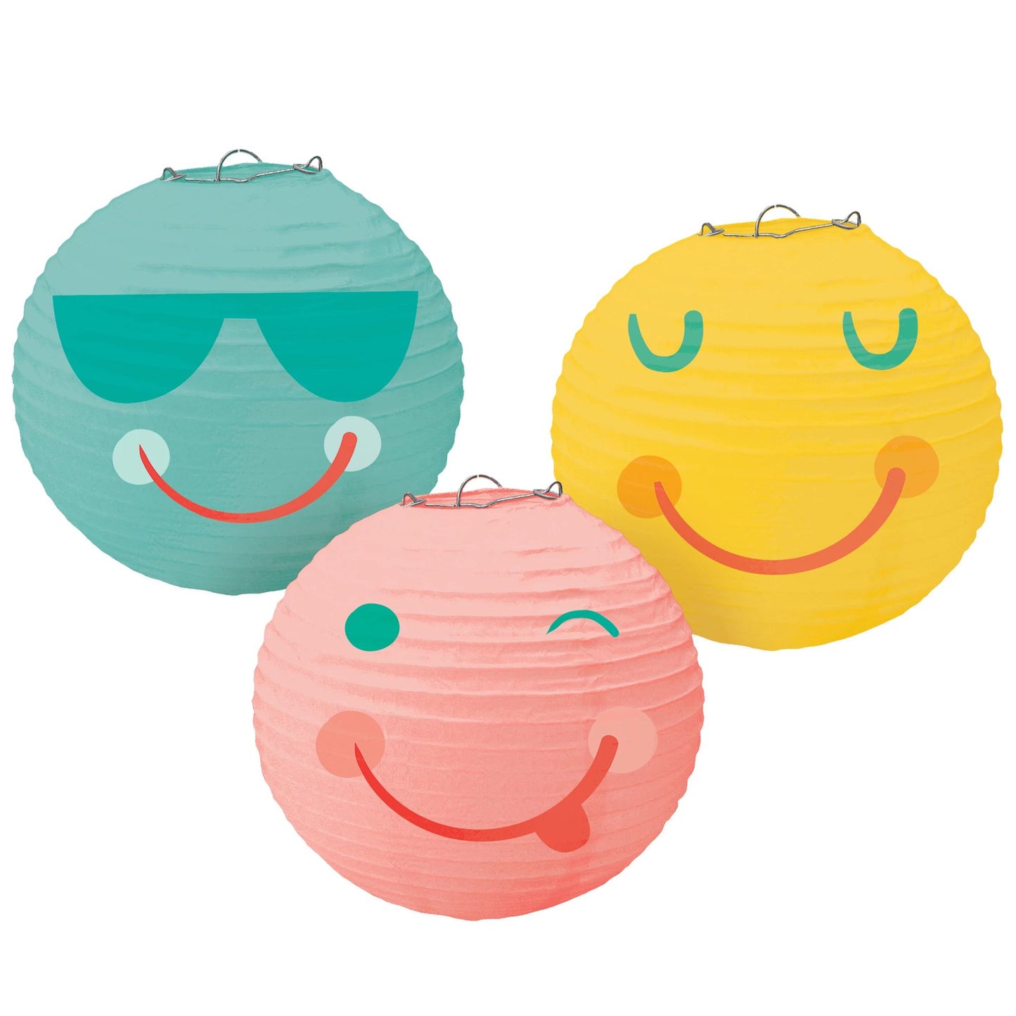 SMILES PAPER LANTERNS 3PC