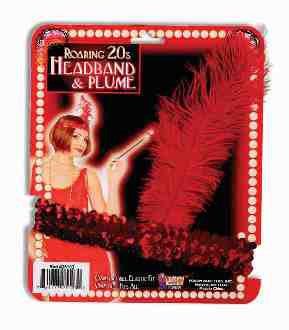 1920'S Red Headband and Plume