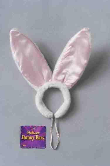 White Fur Bunny Ears w/Pink Satin Headband